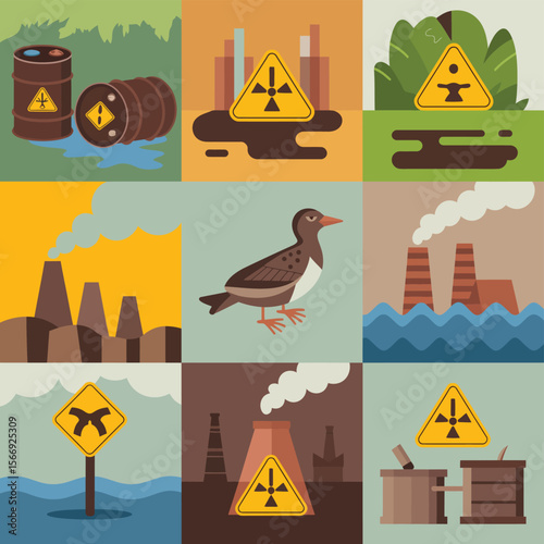 Environmental hazards and industrial pollution impacting wildlife and nature
