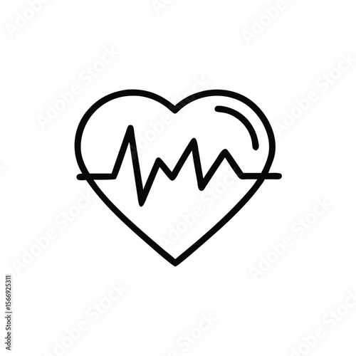 Heart symbol with a heartbeat line graphic on a medical pulse