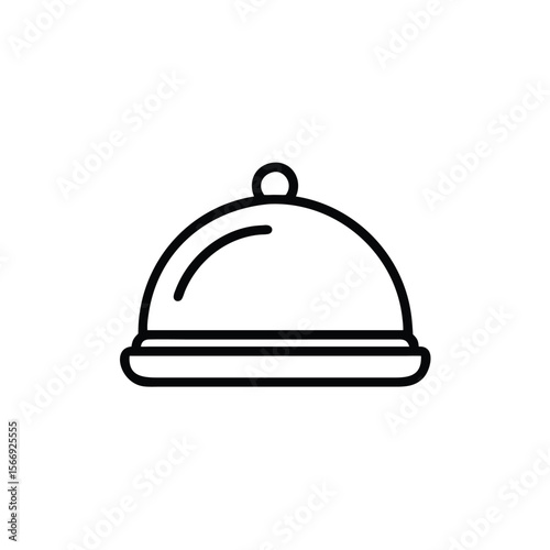 Handdrawn a cloche food cover with a circular handle on serving dish