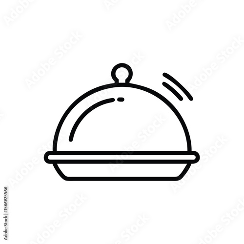 Handdrawn cloche with steam lines on food service symbol dish cover