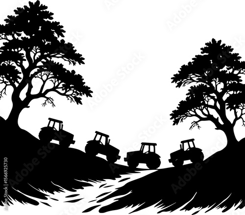 Tractors on a Forest Hillside vector bundle