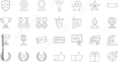 Vector awards and achievements icons set for graphic design and web design