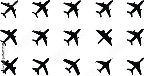 Set of airplane. Airplane icon set vector