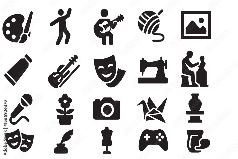 Obraz premium Diverse Arts, Hobbies & Creative Activities Icons