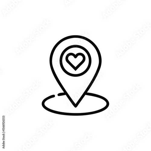 Free Download Line art location pin with heart symbol inside a circle on marker love - GFXLoad