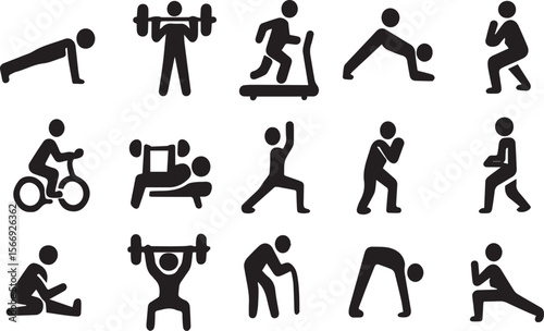 Fitness, Exercise & Workout Activities Icons Set