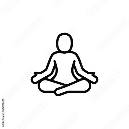 Outline person in lotus position meditating on meditation yoga