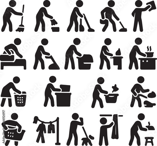 Household Chores & Cleaning Activities Icons