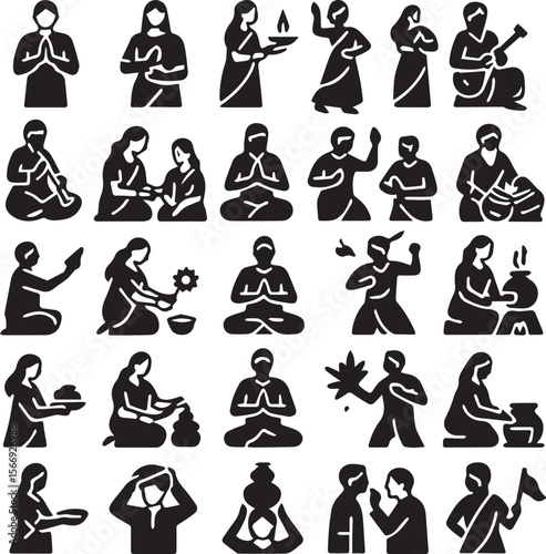 Traditional Indian Culture & Daily Life Silhouettes
