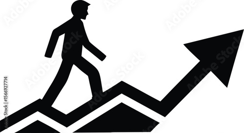  Progress & Growth: Man Ascending Upward Trend