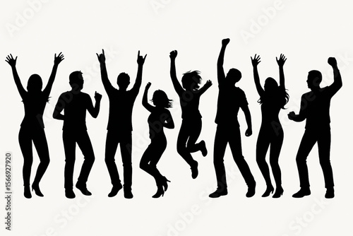 Dancing People Silhouette Vector Set – Happy Party Figures on White Background