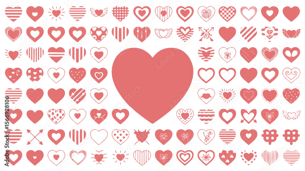 Collection of Coral Pink Heart Shapes Patterns and Designs