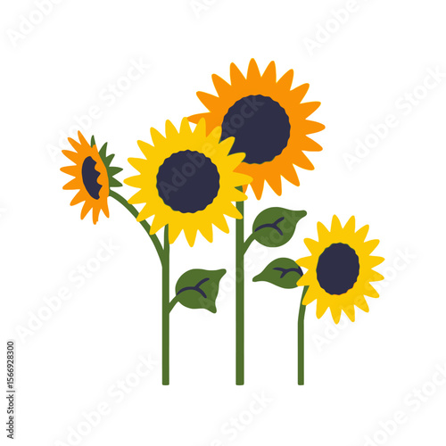 Cheerful Sunflower Illustration- Brighten Your Day with These Vibrant Blooms- Perfect for Wall Art- Backgrounds- and Summer Designs