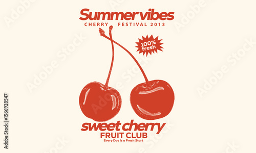 Love you more. Sweet cherry artwork. Cherry fruit print. Cherry love. Organic food artwork for for t-shirt. Fruit vintage t-shirt design. Start fresh day.