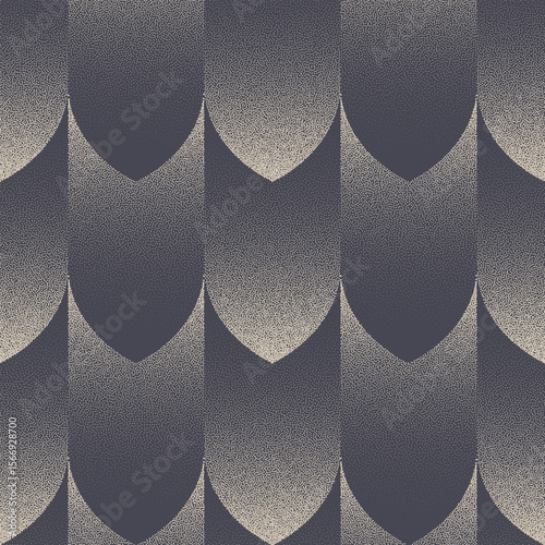 Modern tile seamless pattern trend dot work vector bold abstract background. Loopable halftone art illustration for fancy textile print. Boundless graphic geometric abstraction for wallpaper