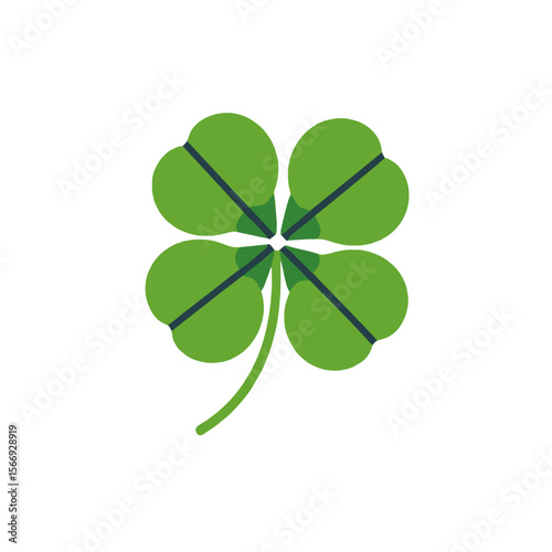 Four-Leaf Clover for Good Luck - St Patricks Day Symbol - Lucky Charm with Green Leaves - Isolated on White Background - Bring Good Fortune to Your Life