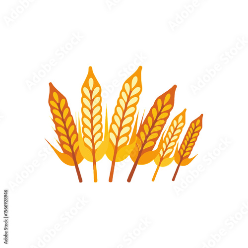 Golden Wheat Stalks Illustration- Harvest Season Crop Graphic- Agriculture and Farming Concept- Rye and Barley Grain Design- Food and Bakery Related Image