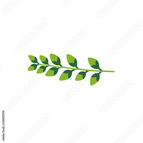 Green Willow Branch Illustration-Spring Foliage Decor-Minimalist Botanical Design-Nature Inspired Graphics-Eco Friendly Art-Plant Illustration on White Background