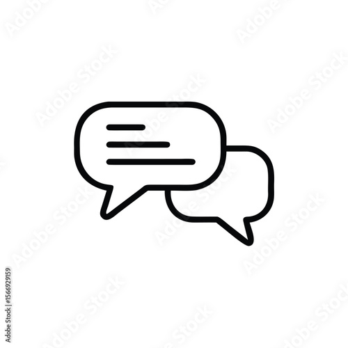 Outline speech bubbles with horizontal lines a smaller empty bubble on a talk communication