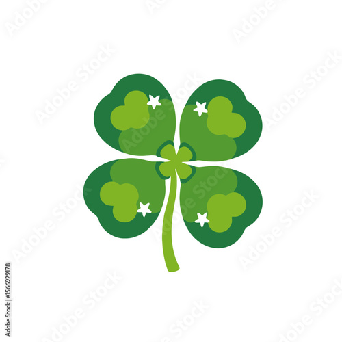 Lucky Four Leaf Clover Graphic for St Patricks Day Celebrations-Green Clover Illustration Symbolizing Irish Luck and Fortune-Bring the Luck of the Irish into Your Designs