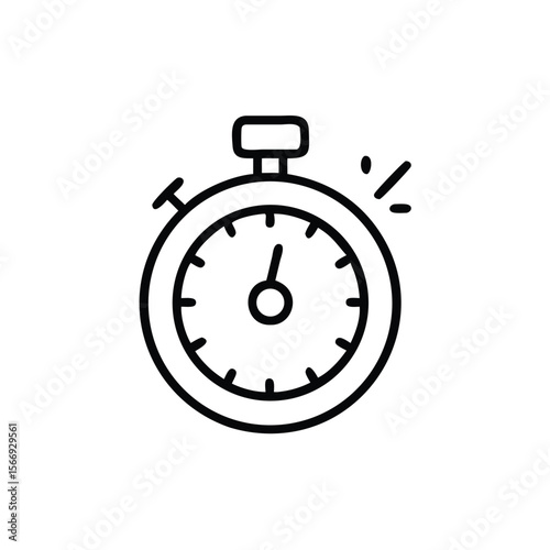 Handdrawn stopwatch icon with dial time indicators on timer clock