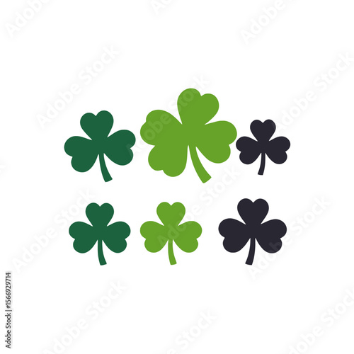 St Patricks Day shamrock background-lucky clovers in green and black colors-Festive Irish holiday design elements-Symbols of luck and fortune-Clover leaf graphic for celebrations