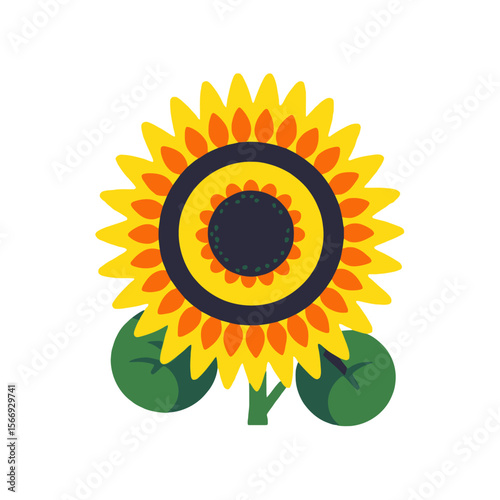 Sunflower Illustration- Yellow and Orange Petals- Modern Flower Art- Botanical Clipart- Nature Inspired Graphic- Summer Bloom- Floral Design Element- Plant Icon