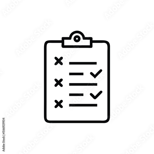 Checklist with checkmarks crosses on a clipboard