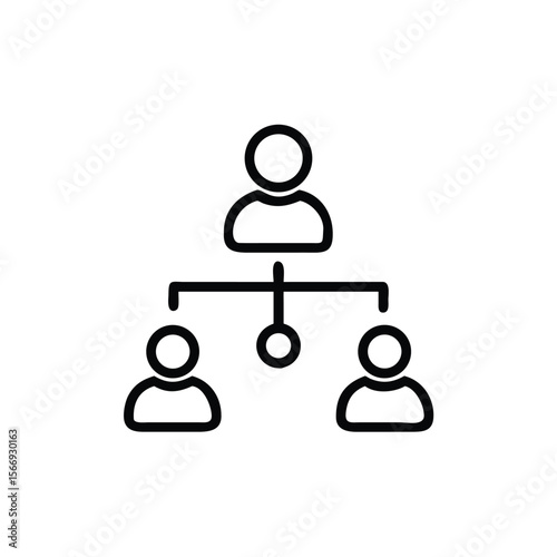 Outline a hierarchical organizational structure with three connected figures hierarchy