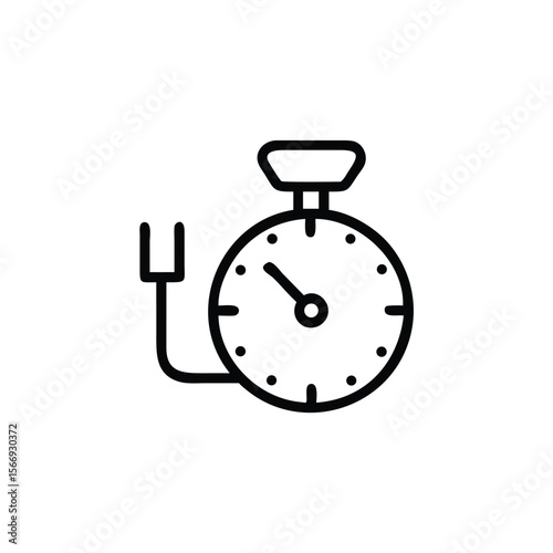 Stopwatch symbol with handle dial showing time on timer clock