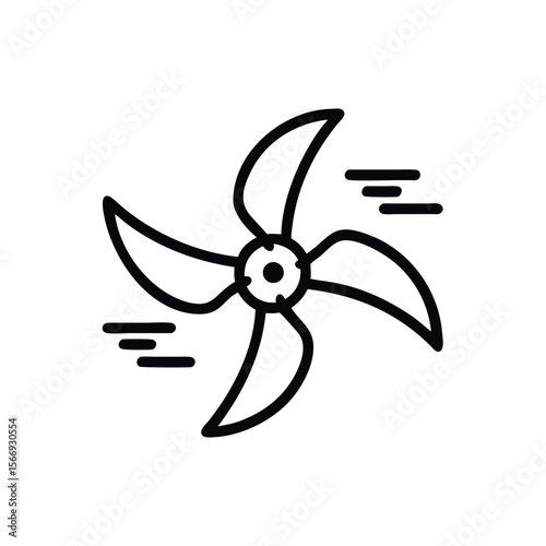 A four-blade propeller with motion lines on a blades outline