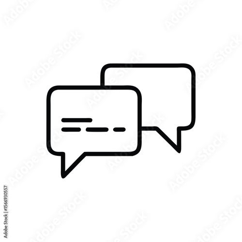 Outline speech bubbles with lines indicating text on communication concept talk chat