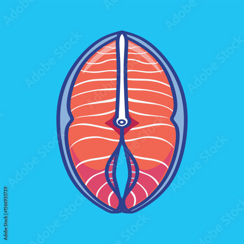 Cute fresh fish salmon meat vector illustration isolated