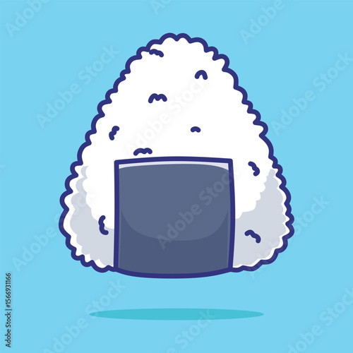 Cute Onigiri Sushi Cartoon Vector. Food Icon Concept Isolated Premium Illustration. Flat Cartoon Style