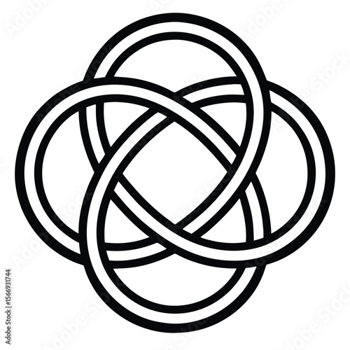 Black Interlocking Circular Growth Ring Symbol Abstract Graphic Design Element rings