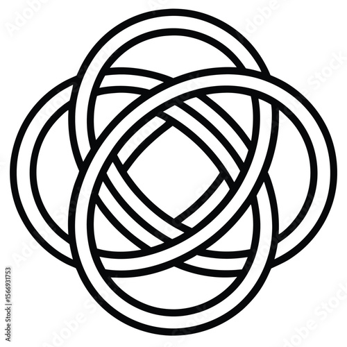 Black Interlocking Circular Growth Ring Symbol Abstract Design Element white circle