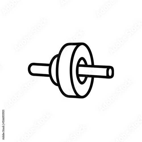 Handdrawn a symmetrical object resembling a spool or roller on symbol graphic