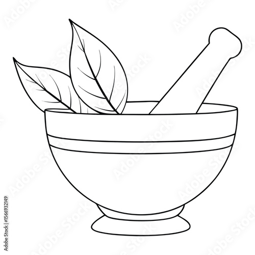 Mortar and Pestle with Leaves pharmacy medical