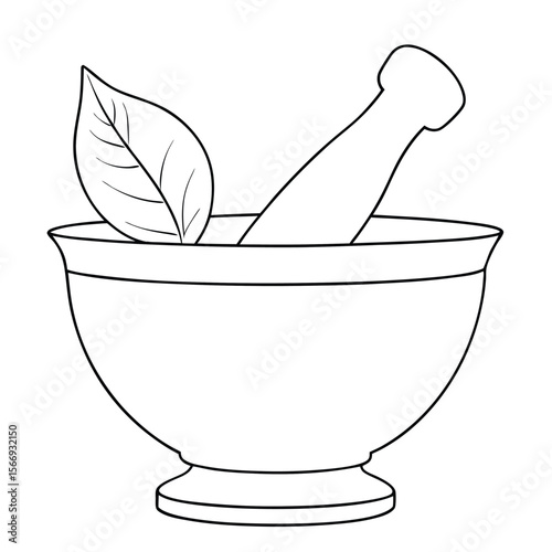 Mortar and Pestle with Leaf pharmacy symbol