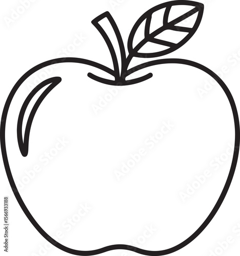 Crisp Outline Drawing of a Red Apple A Simple Fruit Illustration