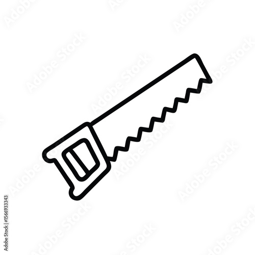 Outline a hand saw with a toothed blade a handle on a tool carpentry