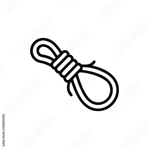 Outline a noose with a loop tied knot on a rope