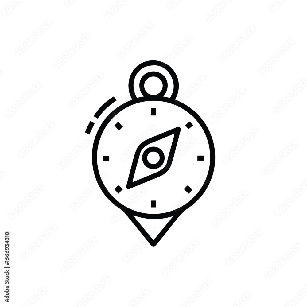 Compass icon with needle direction markers on navigation travel Compass icon with needle direction markers on navigation travel