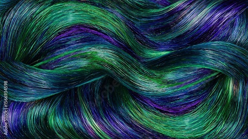 Intricate abstract design of interwoven strands in vibrant colors.