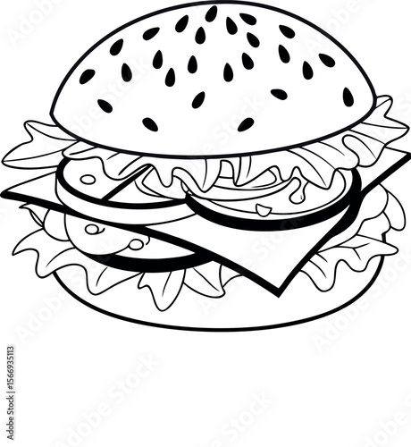 Delicious Cheeseburger Vector with Fresh Ingredients