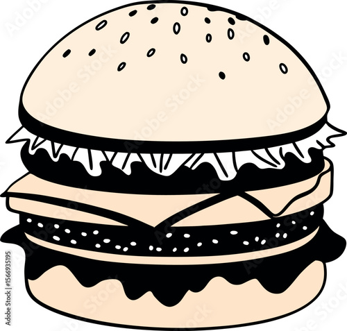 Realistic Cheeseburger Vector with Toppings