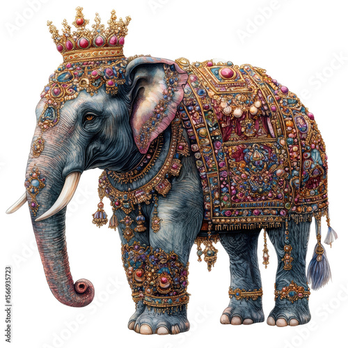 Majestic elephant parade india vibrant environment isolated on transparent background