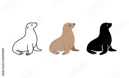Colorful diversity of seal silhouettes: black, brown, and white variations