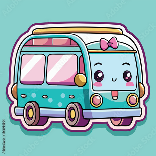Cute teal van with a bow