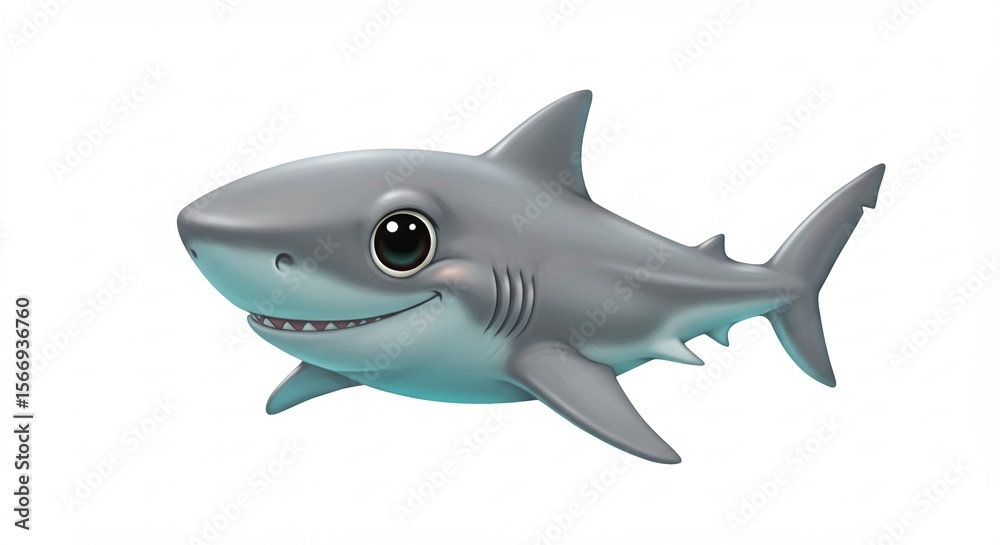 Fototapeta premium Suesse Hai Illustration sanft schwimmt helles Licht. AI Generated